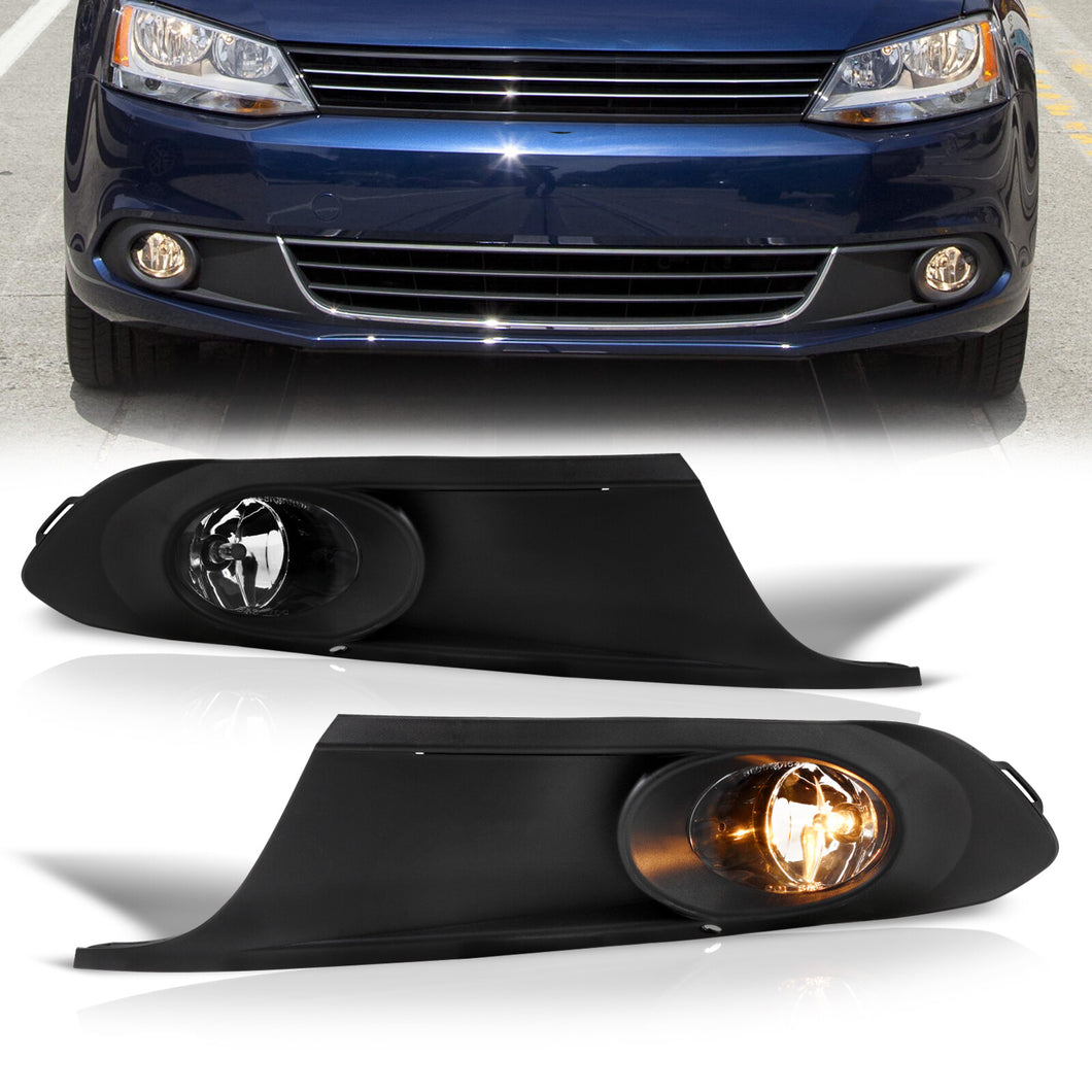 Volkswagen Jetta (Not Compatible for GLI & Wagon Models) 2011-2014 Front Fog Lights Clear Len (Includes Switch & Wiring Harness)