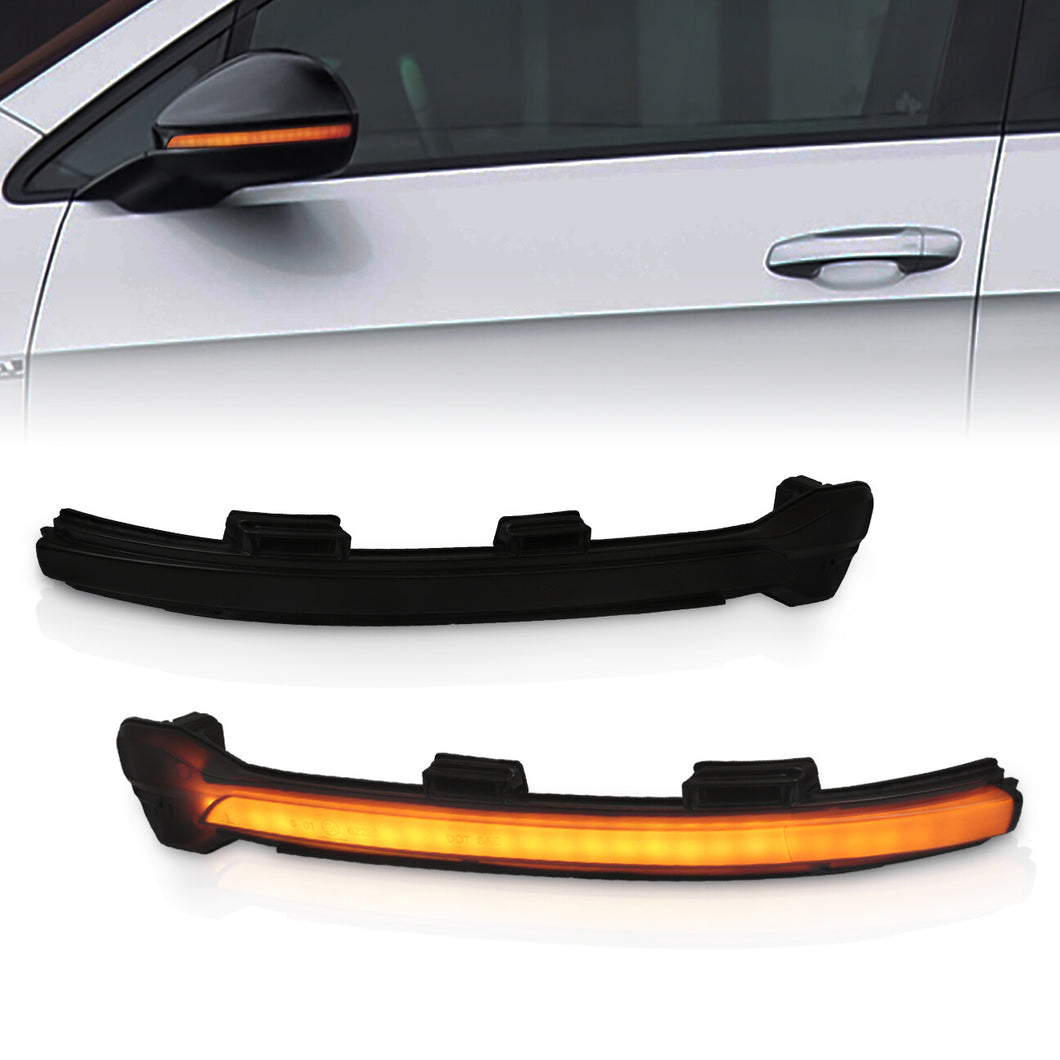 Volkswagen Golf MK7 2015-2019 Front Amber Sequential LED Side Mirror Signal Marker Lights Smoked Len