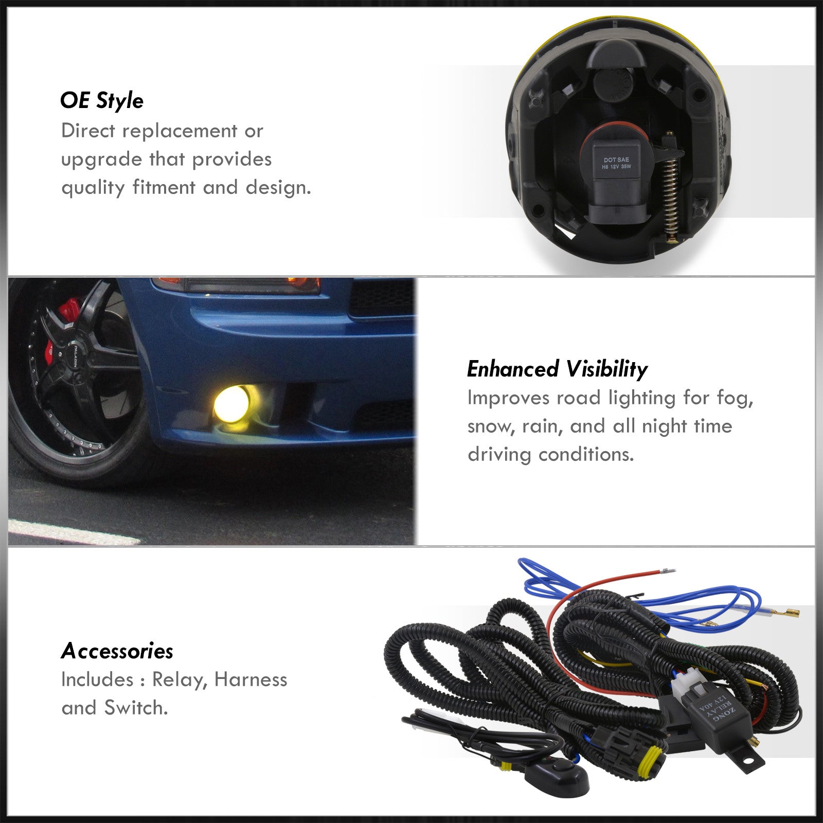 elf bar vape uk For Dodge Charger 2006 2007 2008 2009 LED Headlights Fog Light Bulbs 6000K  6Pcs