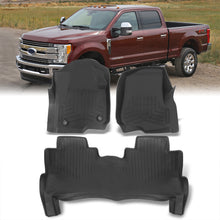 Load image into Gallery viewer, Ford F250 F350 F450 Super Duty Crew Cab 2017-2022 All Weather Guard 3D Floor Mat Liner (Models With Carpet Flooring &amp; Rear Under-Seat Storage)
