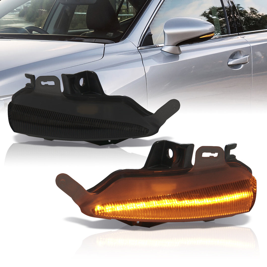 Lexus IS200 IS250 IS300 IS350 2014-2020 / CT200H 2014-2017 / LS460 LS600 2013-2017 Front Amber Sequential LED Side Mirror Signal Marker Lights Clear Len