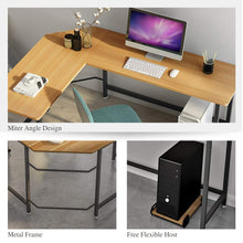 Load image into Gallery viewer, Industrial L-Shaped Corner Desk with CPU Stand Computer Gaming PC Laptop Home Office Study Workstation Organizer Table Top Wood &amp; Metal Frame - 66&quot; L
