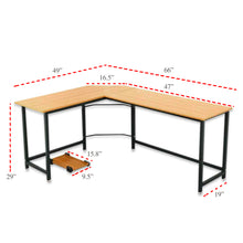 Load image into Gallery viewer, Industrial L-Shaped Corner Desk with CPU Stand Computer Gaming PC Laptop Home Office Study Workstation Organizer Table Top Wood &amp; Metal Frame - 66&quot; L
