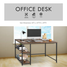 Load image into Gallery viewer, Computer Laptop Desk with 2-Tier Shelves Home Office Study Gaming PC Workstation Organizer Table Top Industrial Retro Wood &amp; Metal Frame - 55&quot; L
