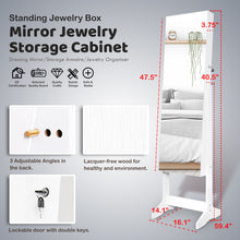 Load image into Gallery viewer, 59&quot; Full Length Dressing Mirror Jewelry Cabinet Free Standing Armoire Lockable Storage Box Organizer with Removable Boxes &amp; Keys (White)
