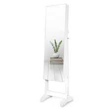 Load image into Gallery viewer, 59&quot; Full Length Dressing Mirror Jewelry Cabinet Free Standing Armoire Lockable Storage Box Organizer with Removable Boxes &amp; Keys (White)
