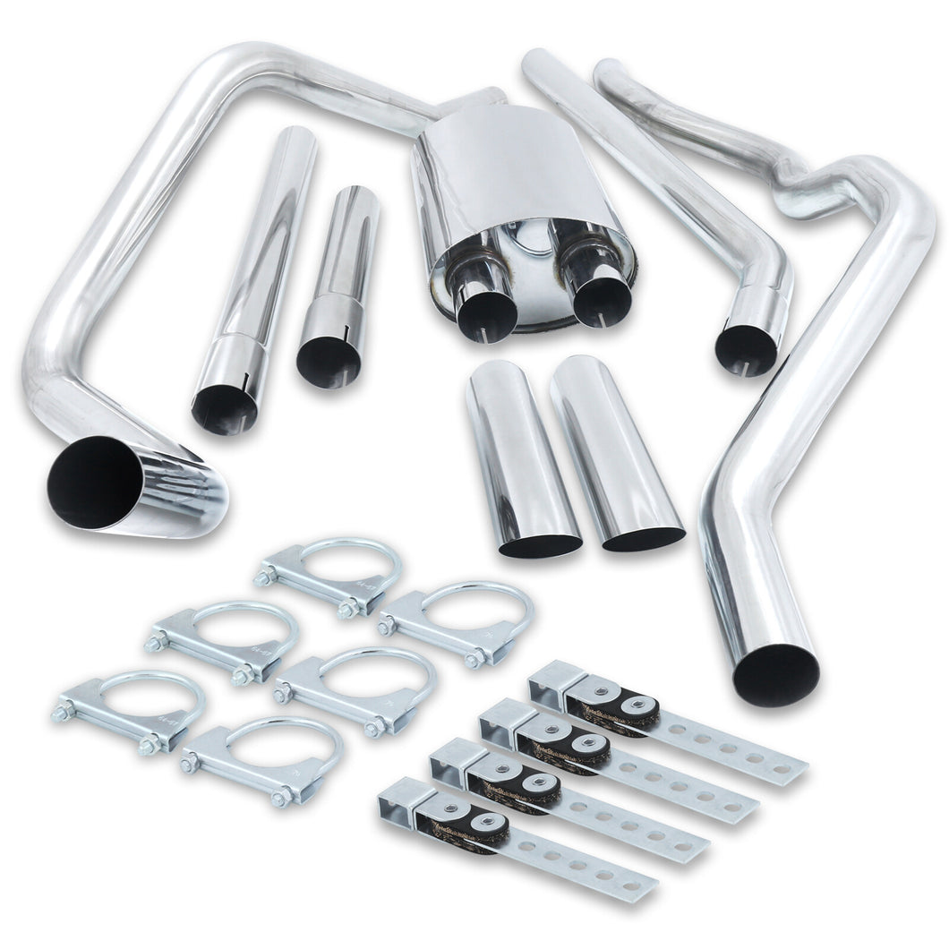 Ford F150 4.6L 5.4L V8 2004-2008 Dual Tip Stainless Steel Catback Exhaust System (Does Not Fit 8 Foot Bed Models) (Piping: 2.5
