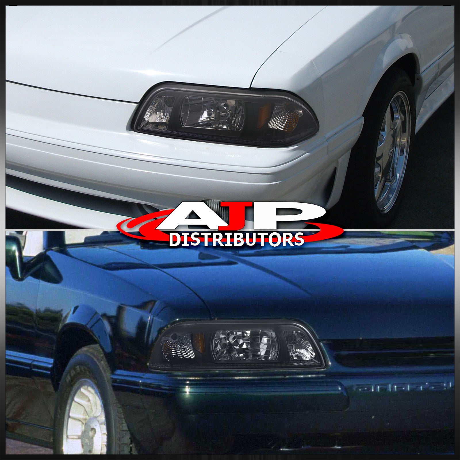 thumbnail image 2 of LED Headlights For 1987-1993 Ford Mustang – Black Housing With Amber Reflector 2 of 5