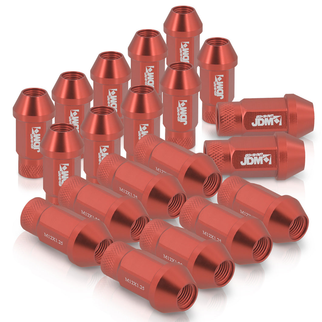 JDM Sport Universal 12 x 1.25 Lug Nuts Red (20 Pieces)