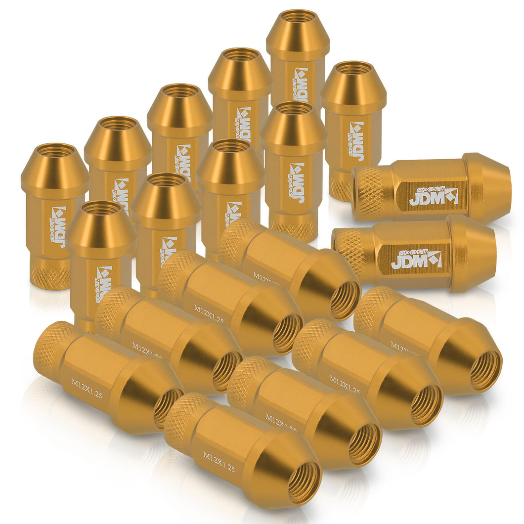 JDM Sport Universal 12 x 1.25 Lug Nuts Gold (20 Pieces)