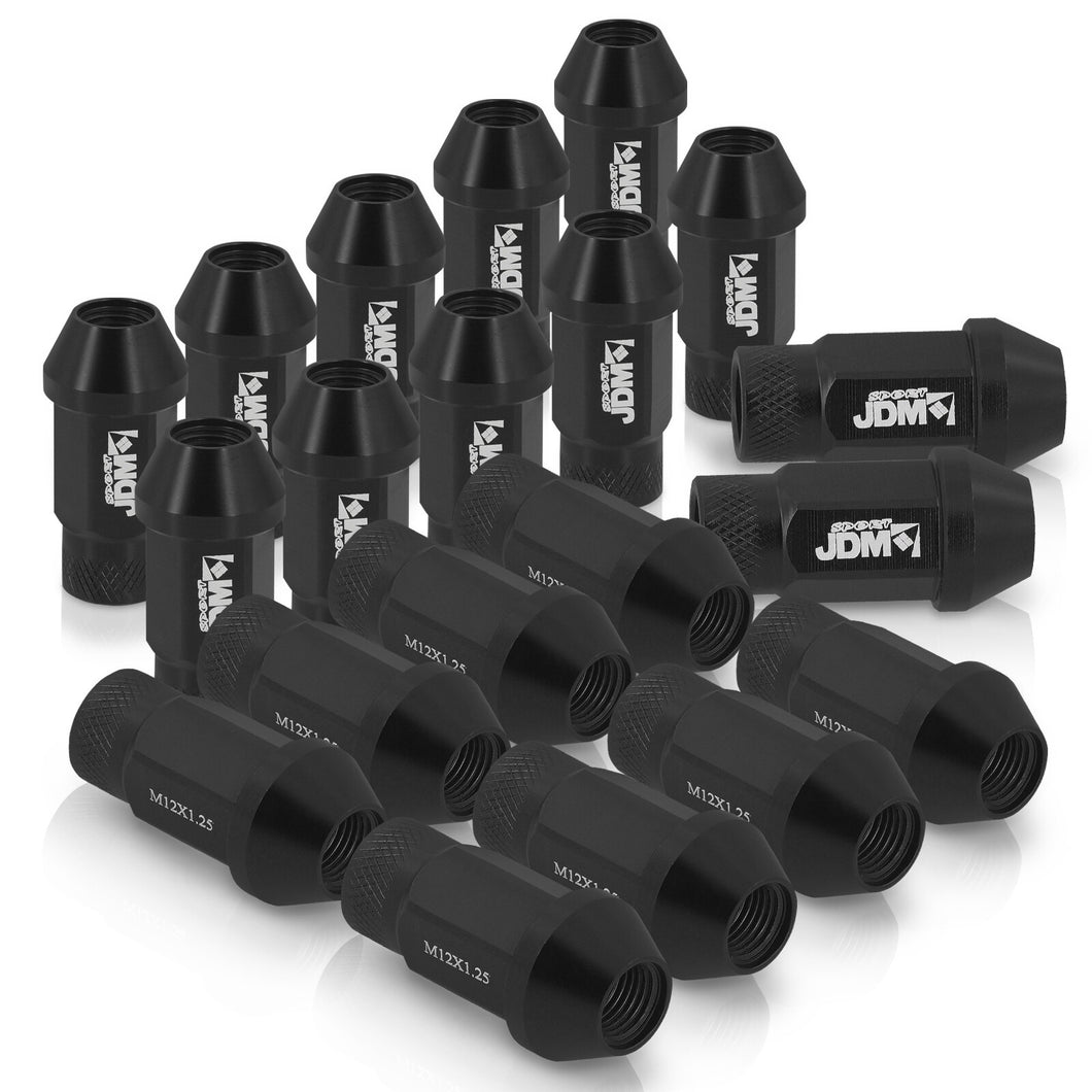 JDM Sport Universal 12 x 1.25 Lug Nuts Black (20 Pieces)