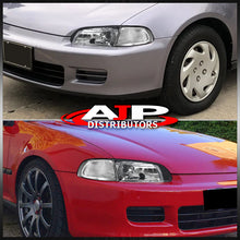 Load image into Gallery viewer, Honda Civic Sedan 1992-1995 1 Piece Style Headlights + Corners Black Housing Clear Len Clear Reflector
