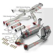 Load image into Gallery viewer, Infiniti G35 Coupe 2003-2007 / Nissan 350Z 2003-2009 Hi-Power Style Oval Dual Tip Stainless Steel Catback Exhaust System Gunmetal (Piping: 2.25&quot; / 58mm | Tip: 4.0&quot;)
