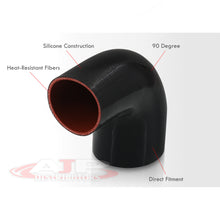Load image into Gallery viewer, 2&quot; to 2.5&quot; 90 Degree Reducer Silicone Coupler Black
