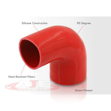 Load image into Gallery viewer, 2&quot; to 2.5&quot; 90 Degree Reducer Silicone Coupler Red
