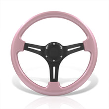 Load image into Gallery viewer, Universal 350mm Heavy Duty Aluminum Steering Wheel Black Center Pink
