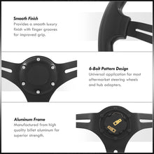 Load image into Gallery viewer, Universal 350mm Heavy Duty Aluminum Steering Wheel Black Center Black
