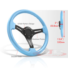 Load image into Gallery viewer, Universal 350mm Heavy Duty Aluminum Steering Wheel Black Center Sky Blue
