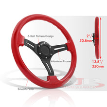 Load image into Gallery viewer, Universal 350mm Heavy Duty Aluminum Steering Wheel Black Center Red
