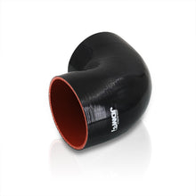 Load image into Gallery viewer, 3.5&quot; to 3.75&quot; 90 Degree Reducer Silicone Coupler Black
