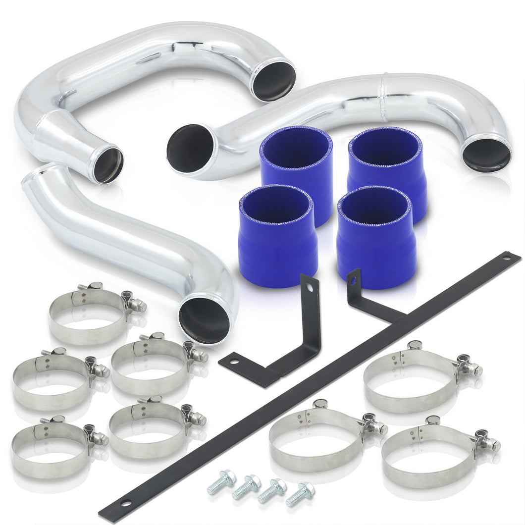 Mitsubishi Lancer EVO 7 8 9 2001-2007 Bolt-On Aluminum Polished Piping Kit + Blue Couplers