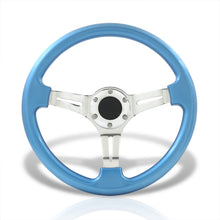 Load image into Gallery viewer, Universal 350mm 6 Hole Metallic Sky Blue Steering Wheel Polish Streak Center
