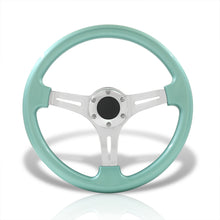 Load image into Gallery viewer, Universal 350mm Heavy Duty Steel Steering Wheel Polished Center Mint Green
