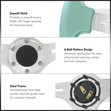 Load image into Gallery viewer, Universal 350mm Heavy Duty Steel Steering Wheel Polished Center Mint Green
