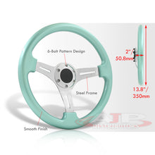 Load image into Gallery viewer, Universal 350mm Heavy Duty Steel Steering Wheel Polished Center Mint Green
