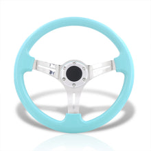 Load image into Gallery viewer, Universal 350mm Heavy Duty Steel Steering Wheel Polished Center Teal
