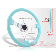 Load image into Gallery viewer, Universal 350mm Heavy Duty Steel Steering Wheel Polished Center Teal
