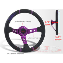Load image into Gallery viewer, JDM Sport Universal 350mm PVC Leather Deep Dish Style Aluminum Steering Wheel Black Center with Blue 4 Pin Stripes
