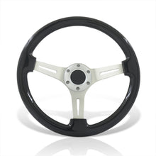 Load image into Gallery viewer, Universal 350mm Wood Grain Style Aluminum Steering Wheel Silver Center Black Wood
