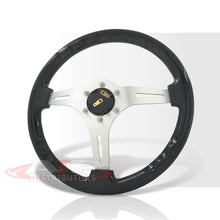 Load image into Gallery viewer, Universal 350mm Wood Grain Style Aluminum Steering Wheel Silver Center Black Wood
