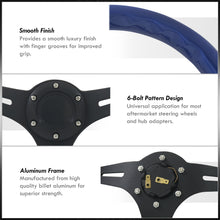 Load image into Gallery viewer, Universal 350mm Wood Grain Style Aluminum Steering Wheel Black Center Blue Wood
