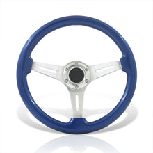 Load image into Gallery viewer, Universal 350mm Wood Grain Style Aluminum Steering Wheel Silver Center Blue Wood
