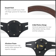 Load image into Gallery viewer, Universal 350mm Wood Grain Style Aluminum Steering Wheel Black Center Dark Wood

