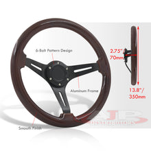 Load image into Gallery viewer, Universal 350mm Wood Grain Style Aluminum Steering Wheel Black Center Dark Wood
