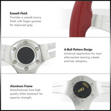 Load image into Gallery viewer, Universal 350mm Wood Grain Style Aluminum Steering Wheel Silver Center Red Wood
