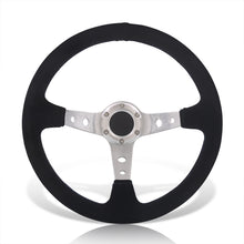 Load image into Gallery viewer, Universal 350mm Suede Deep Dish Style Aluminum Steering Wheel Polished with Blue Stitching
