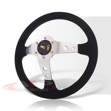 Load image into Gallery viewer, Universal 350mm Suede Deep Dish Style Aluminum Steering Wheel Polished with Blue Stitching
