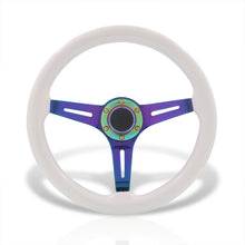 Load image into Gallery viewer, Universal 350mm Wood Grain Style Steel Steering Wheel Neo Chrome Center White Wood
