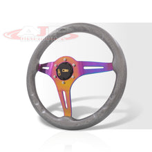 Load image into Gallery viewer, Universal 350mm Wood Grain Style Steel Steering Wheel Neo Chrome Center Metallic Gunmetal Wood
