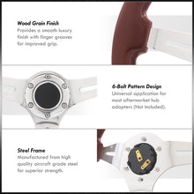 Load image into Gallery viewer, Universal 350mm Heavy Duty Steel Wood Grain Style Steering Wheel Polish Center Dark Wood
