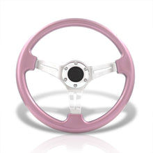 Load image into Gallery viewer, Universal 350mm Heavy Duty Steel Steering Wheel Polished Center Pink

