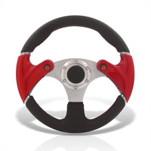 Load image into Gallery viewer, Universal 320mm Dual Button Style Aluminum Steering Wheel Silver Center with Red Handles
