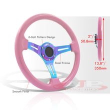 Load image into Gallery viewer, Universal 350mm Heavy Duty Steel Steering Wheel Neo Chrome Center Pink
