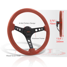 Load image into Gallery viewer, JDM Sport Universal 350mm Wood Grain Style Aluminum Steering Wheel Black Center Light Wood
