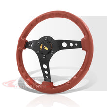 Load image into Gallery viewer, JDM Sport Universal 350mm Wood Grain Style Aluminum Steering Wheel Black Center Light Wood
