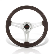 Load image into Gallery viewer, JDM Sport Universal 350mm Wood Grain Style Aluminum Steering Wheel Polished Center Dark Wood
